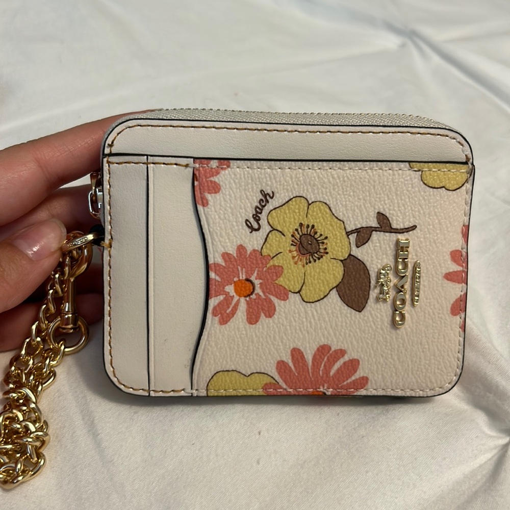 Coach floral zip card case